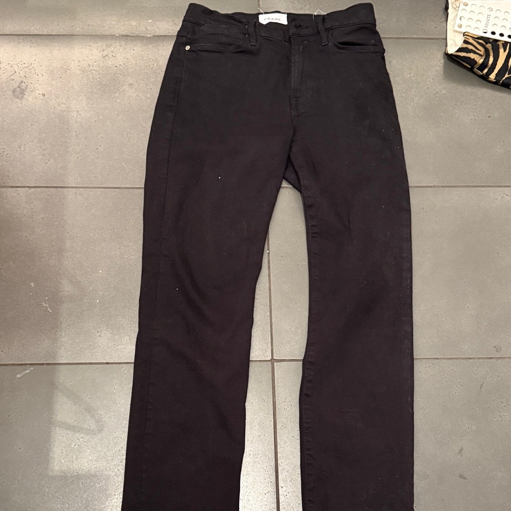 Frame Denim Le High Straight Black Jeans